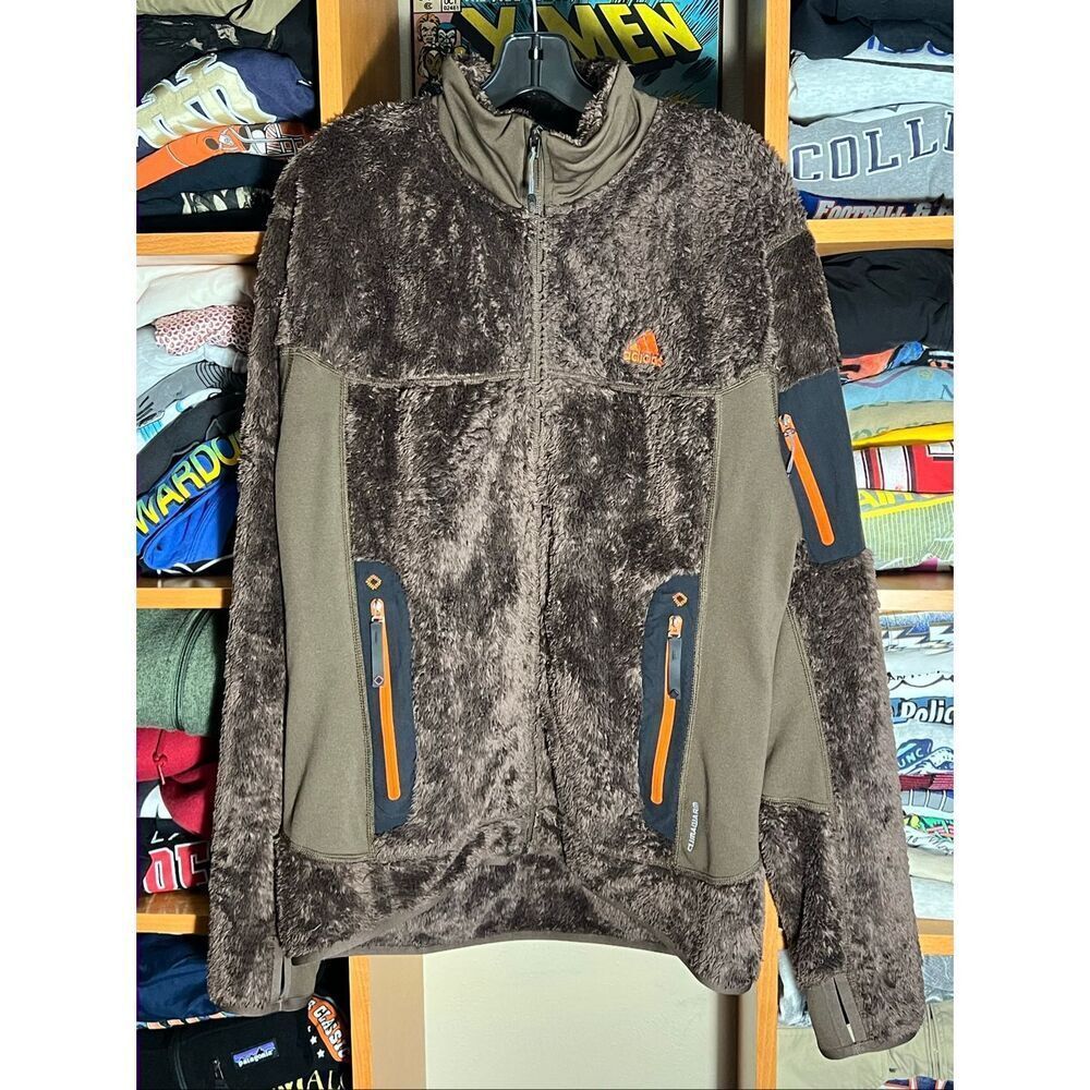 Adidas Men’s Terrek Climawarm Sherpa Fleece Brown Full Zip Jacket
